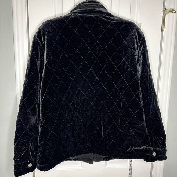 Chicos Black Velvet Snap Front Shirt Shacket Jacket Size 3 Xl - Picture 8 of 9